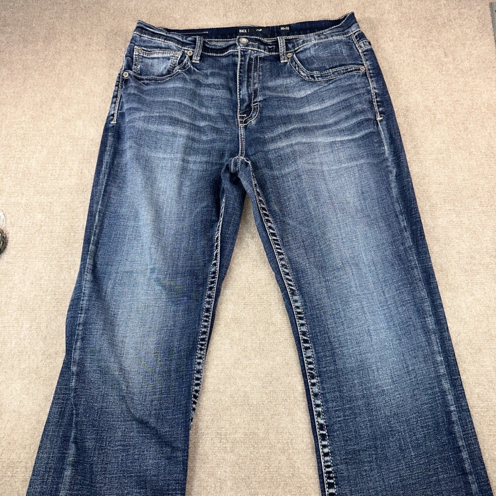 BKE Tyler Straight Leg Jeans Mens 36x32 Medium Wash Denim Contrast Stitch
